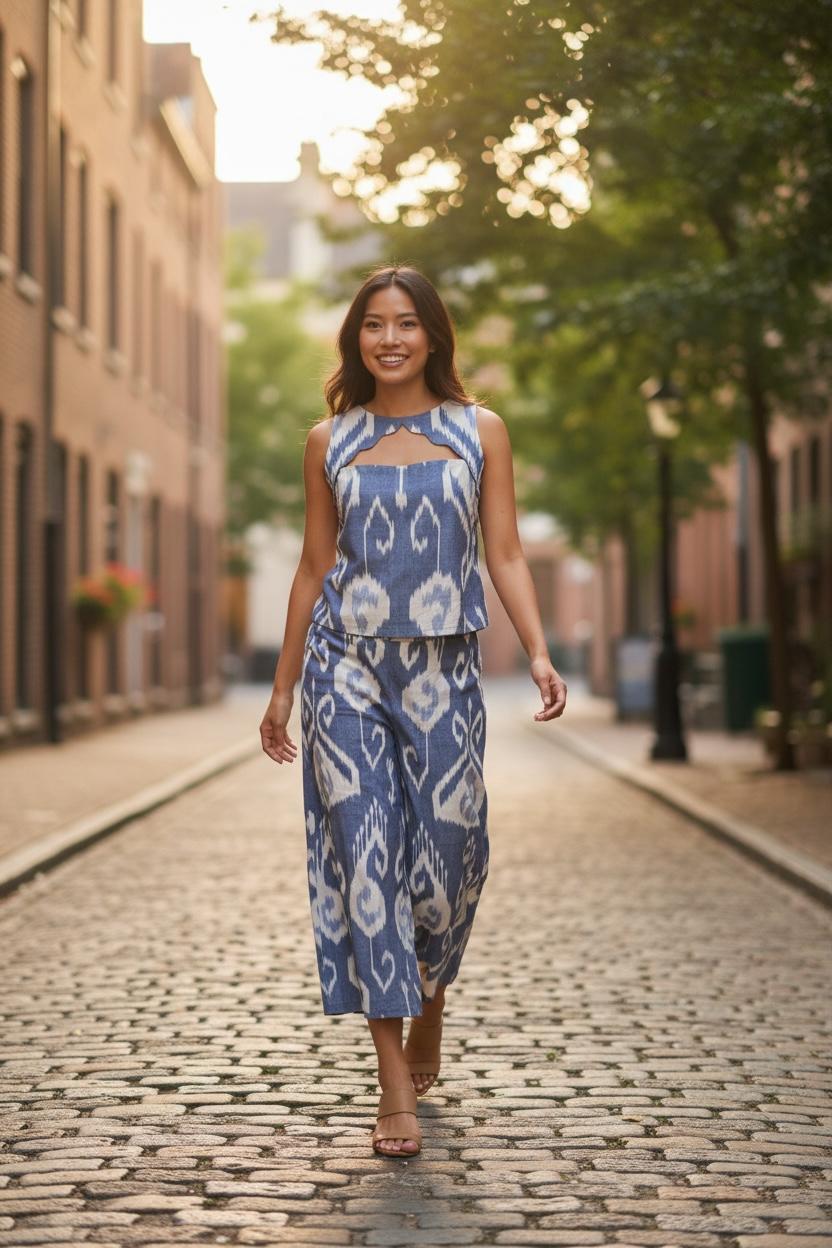 Blue Uzbeki Ikat woven Pants